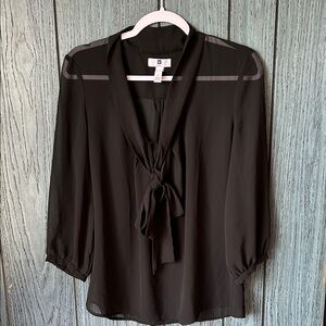 GAP Black Tie-Neck Sheer Blouse women’s medium